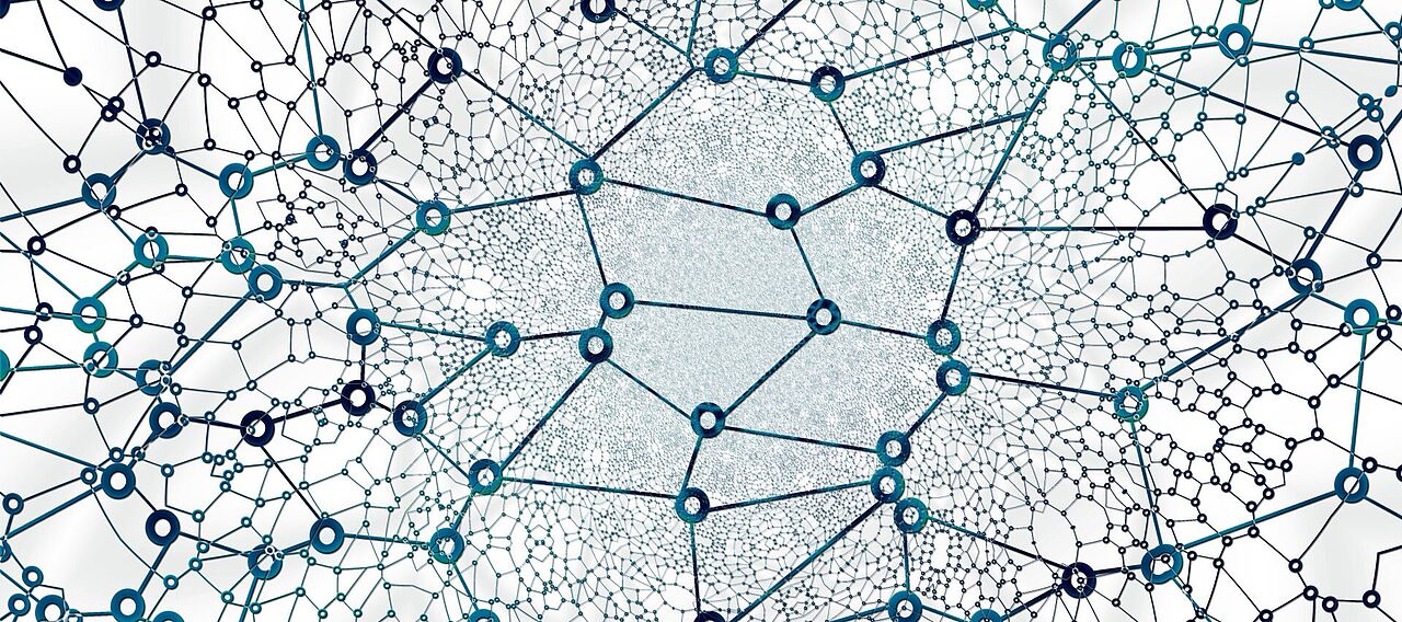 Großes Netzwerk aus blauen Kreisen